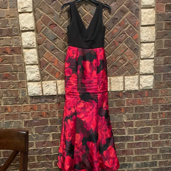 calvin klein black and red floral dress Dresses | Red Floral Calvin Klein Prom Dress